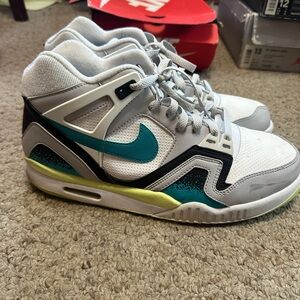 Nike White and Blue Sneakers with Retro Basketball Style